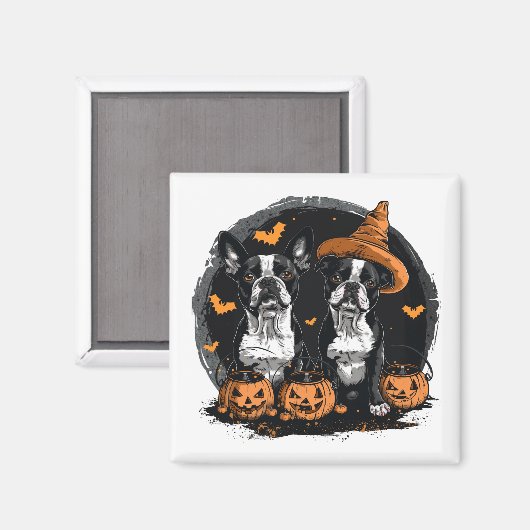 Halloween Boston Terrier Honden Magneet (Voorkant / Achterkant)