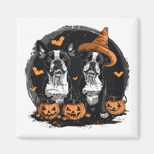 Halloween Boston Terrier Honden Magneet (Voorkant)