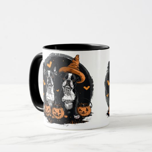 Halloween Boston Terrier Honden Mok (Voorkant links)