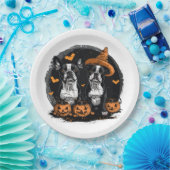 Halloween Boston Terrier Honden Papieren Bordje (Feest)