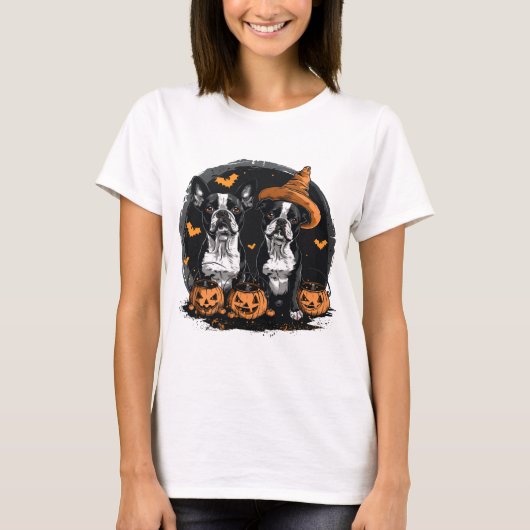 Halloween Boston Terrier Honden T-shirt (Voorkant)