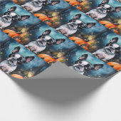 Halloween Boston Terrier met pomkins Scary Cadeaupapier (Hoek)