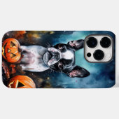 Halloween Boston Terrier met pomkins Scary Case-Mate iPhone Case (Achterkant (horizontaal))