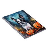 Halloween Boston Terrier met pomkins Scary Notitieboek (Rechterzijde)