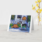 Halloween Boston Terrier mischief Kaart (Gele Bloem)