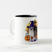 Halloween Boston Terrier Pumpkin Witch Tweekleurige Koffiemok (Voorkant links)