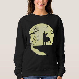 Halloween Boston Terrier Silhouette Moon Dog Bats Trui