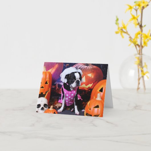 Halloween - Boston Terrier - Verenigd Koninkrijk Kaart (Gele Bloem)