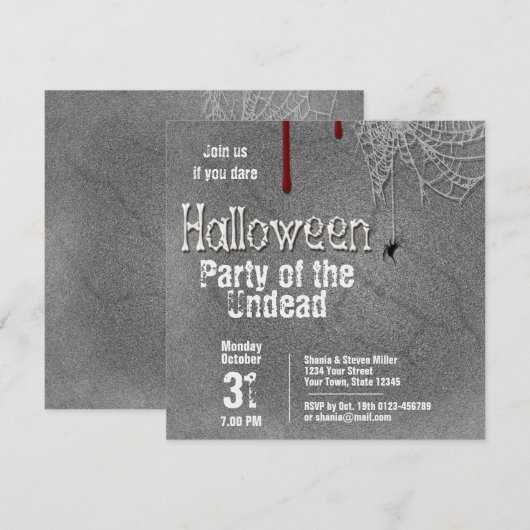 Halloween Bot Party of the Undode Gravestone Kaart (Voorkant / Achterkant)