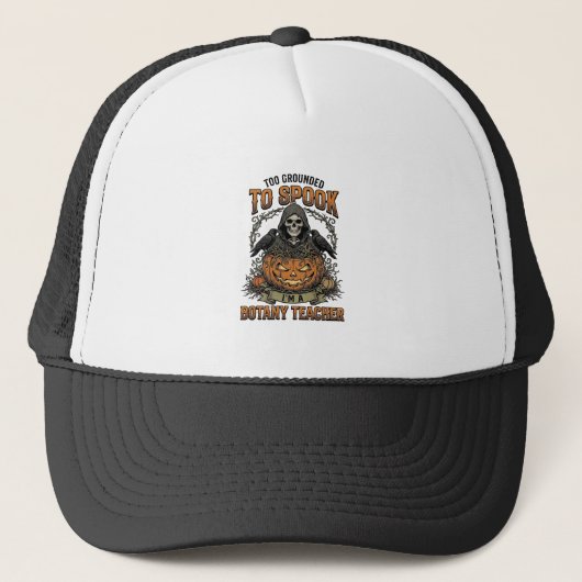 Halloween Botanical Leraar Vintage Gravure Pompoen Trucker Pet (Voorkant)