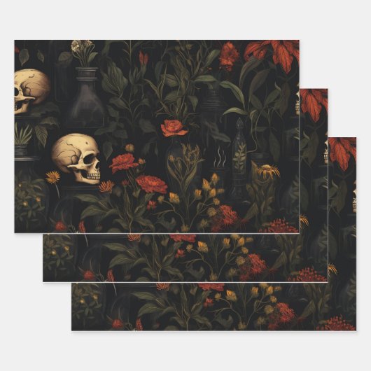 Halloween Botanisch patroon Inpakpapier Vel (Set)