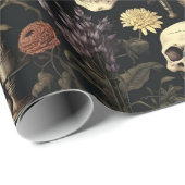 Halloween Botanische Schedels en Pompoenen Cadeaupapier (Rol Hoek)
