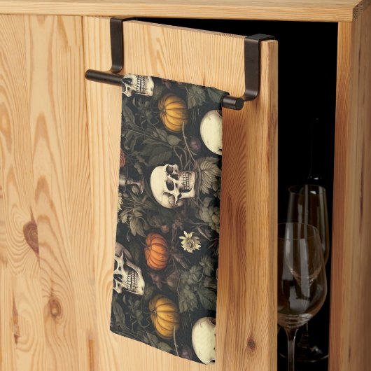 Halloween botanische schedels theedoek (Derde Gevouwen)