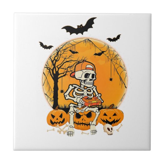 Halloween BotPumpkin Tegeltje (Voorkant)