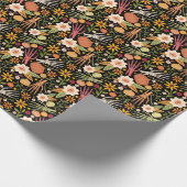 Halloween botten, bloemennaadloos patroon. cadeaupapier (Hoek)