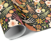 Halloween botten, bloemennaadloos patroon. cadeaupapier (Rol Hoek)