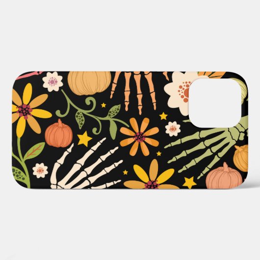 Halloween botten, bloemennaadloos patroon. Case-Mate iPhone case (Achterkant (horizontaal))