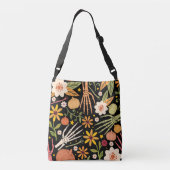 Halloween botten, bloemennaadloos patroon. crossbody tas (Achterkant)