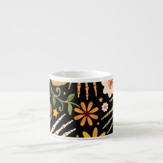 Halloween botten, bloemennaadloos patroon. espresso kop