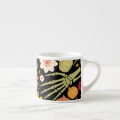 Halloween botten, bloemennaadloos patroon. espresso kop (Rechts)