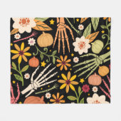 Halloween botten, bloemennaadloos patroon. fleece deken (Voorkant (Horizontaal))