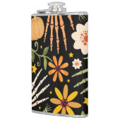 Halloween botten, bloemennaadloos patroon. heupfles (Links)