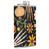 Halloween botten, bloemennaadloos patroon. heupfles (Rechts)