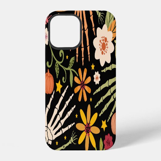 Halloween botten, bloemennaadloos patroon. iPhone hoesje (Achterkant)