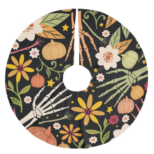 Halloween botten, bloemennaadloos patroon. kerstboom rok (Voorkant)