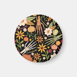 Halloween botten, bloemennaadloos patroon. magneet