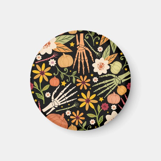 Halloween botten, bloemennaadloos patroon. magneet (Voorkant)