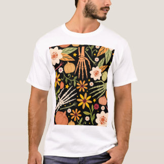 Halloween botten, bloemennaadloos patroon. t-shirt
