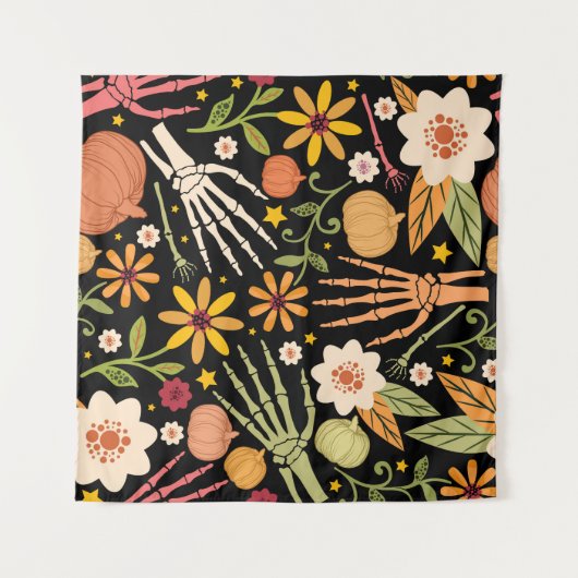 Halloween botten, bloemennaadloos patroon. wandkleed (Voorkant (horizontaal))