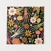 Halloween botten, bloemennaadloos patroon. wandkleed (Voorkant)