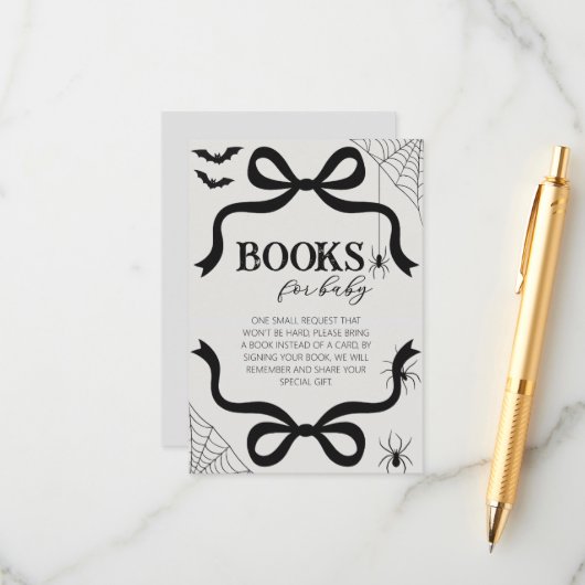 Halloween Bow Baby Shower Books for Baby Informatiekaartje (Voorkant / Achterkant in situ)