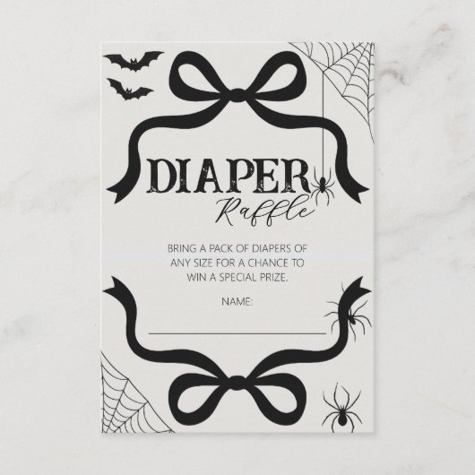 Halloween Bow Baby Shower Diaper Raffle Informatiekaartje (Voorkant)