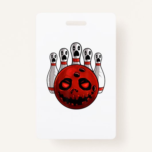 Halloween Bowling Bowler Bowlingween Pun T-Shirt Badge (Voorkant)