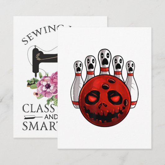 Halloween Bowling Bowler Bowlingween Pun T-Shirt Kaart (Voorkant / Achterkant)