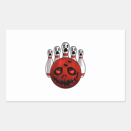 Halloween Bowling Bowler Bowlingween Pun T-Shirt Rechthoekige Sticker (Voorkant)