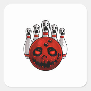 Halloween Bowling Bowler Bowlingween Pun T-Shirt Vierkante Sticker