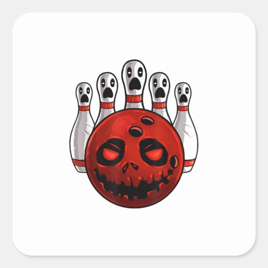 Halloween Bowling Bowler Bowlingween Pun T-Shirt Vierkante Sticker (Voorkant)