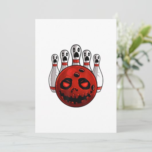 Halloween Bowling Kegelbal Bowlingween Pun T-Shirt Kaart (Staand voorkant)
