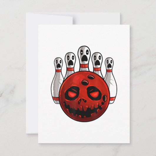 Halloween Bowling Kegelbal Bowlingween Stunt T-Shi Kaart (Voorkant)