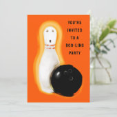Halloween Bowling Party Kaart (Staand voorkant)
