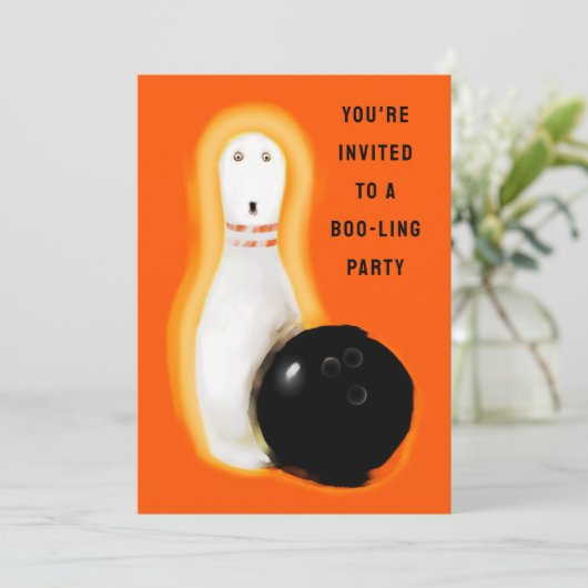 Halloween Bowling Party Kaart (Staand voorkant)