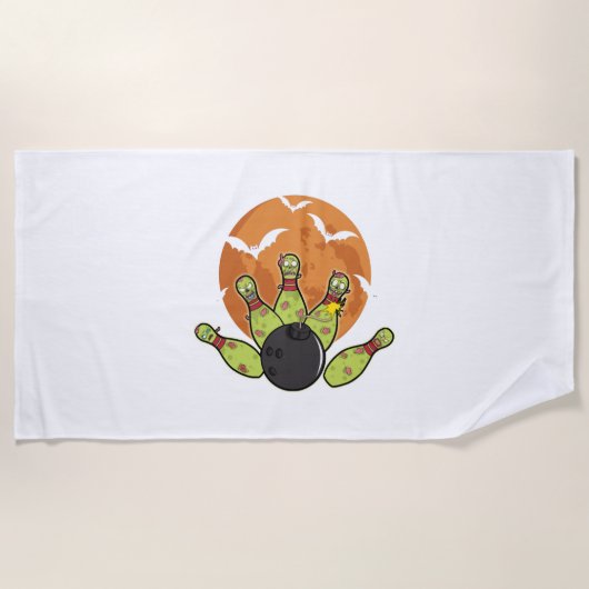 Halloween Bowling Zombie Pins Bats Bowler Gift Strandlaken (Voorkant)