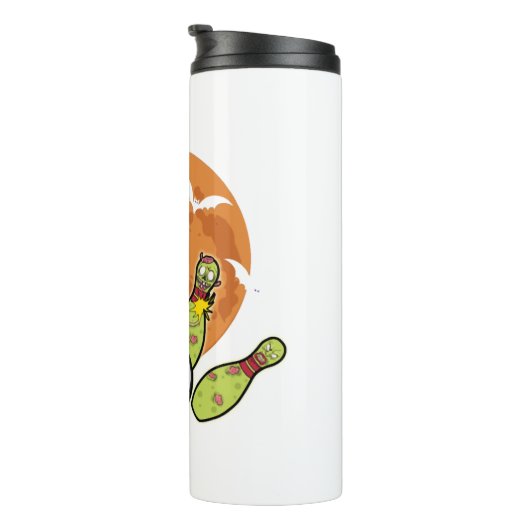 Halloween Bowling Zombie Pins Bats Bowler Gift Thermosbeker (Geroteerd rechts)