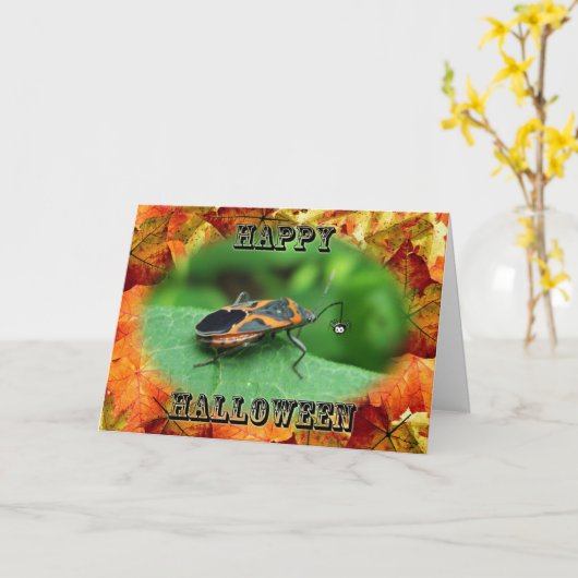 Halloween Box Elder Bug Kaart (Gele Bloem)