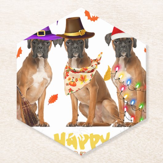 Halloween Boxer Dog Animals Puppy Lover Pet Eigena Kartonnen Onderzetters (Voorkant)