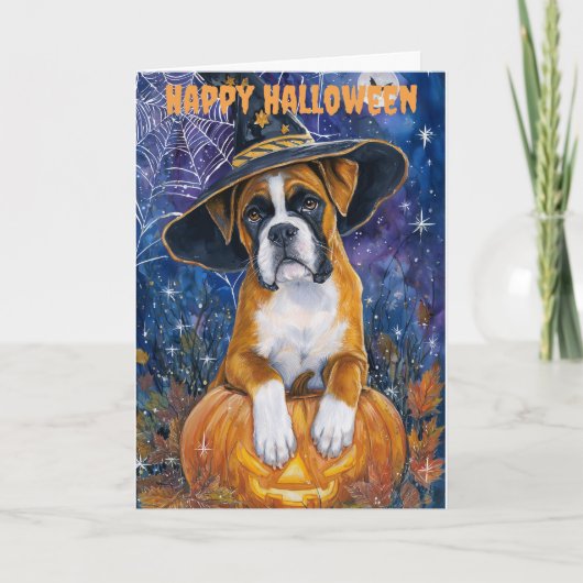 Halloween Boxer Dog Feestdagen Kaart (Voorkant)